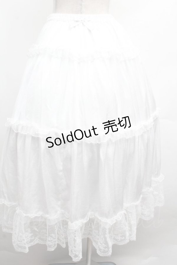 画像1: m petit by misako / サテンキリカエペチスカート L 白 S-26-04-10-049-LO-SK-HR-ZS (1)