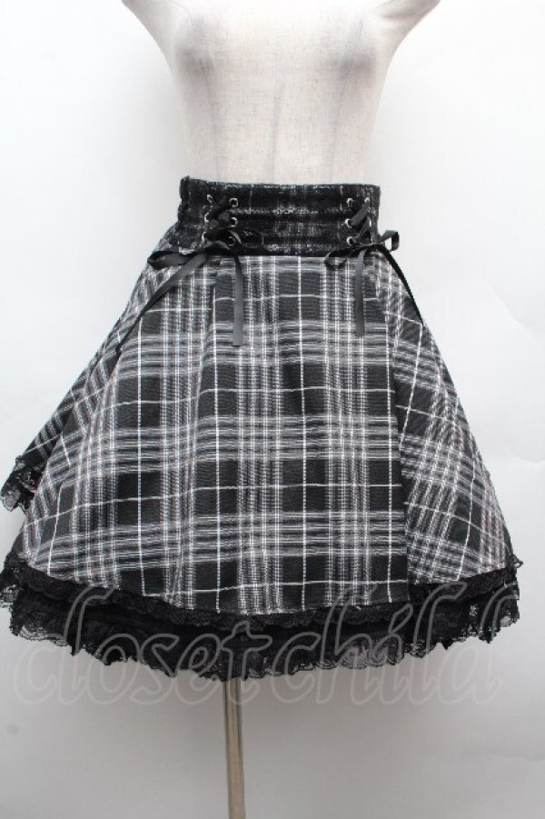 画像1: NOEMIE / ウエストWスピンドル裾レーススカート  黒 S-26-04-10-056-LO-SK-HR-ZS (1)