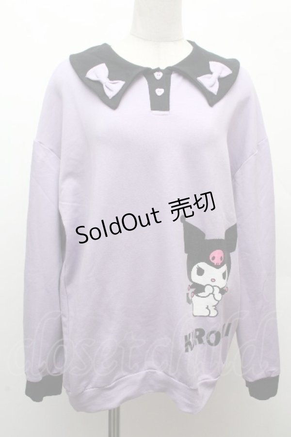 画像1: サンリオ / リボン襟クロミプリントプルオーバー  ラベンダーｘ黒 S-26-04-10-014-EL-TO-HR-ZS (1)