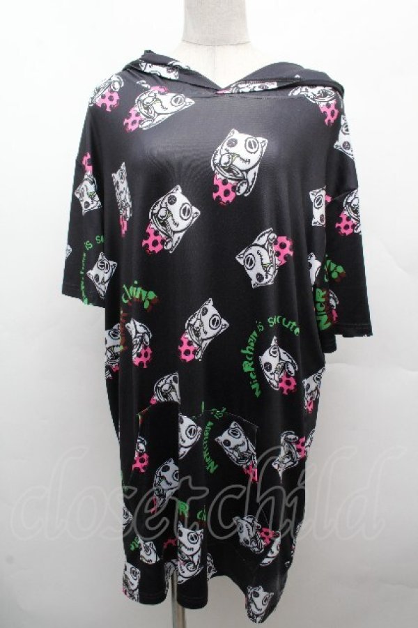 画像1: NieR Clothing / 転写フードプルオーバー  黒 S-26-04-10-022-PU-TO-HR-ZS (1)