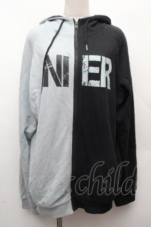 画像: NieR Clothing / バイカラーZIPパーカー  黒ｘサックス S-26-04-10-024-PU-TO-HR-ZS