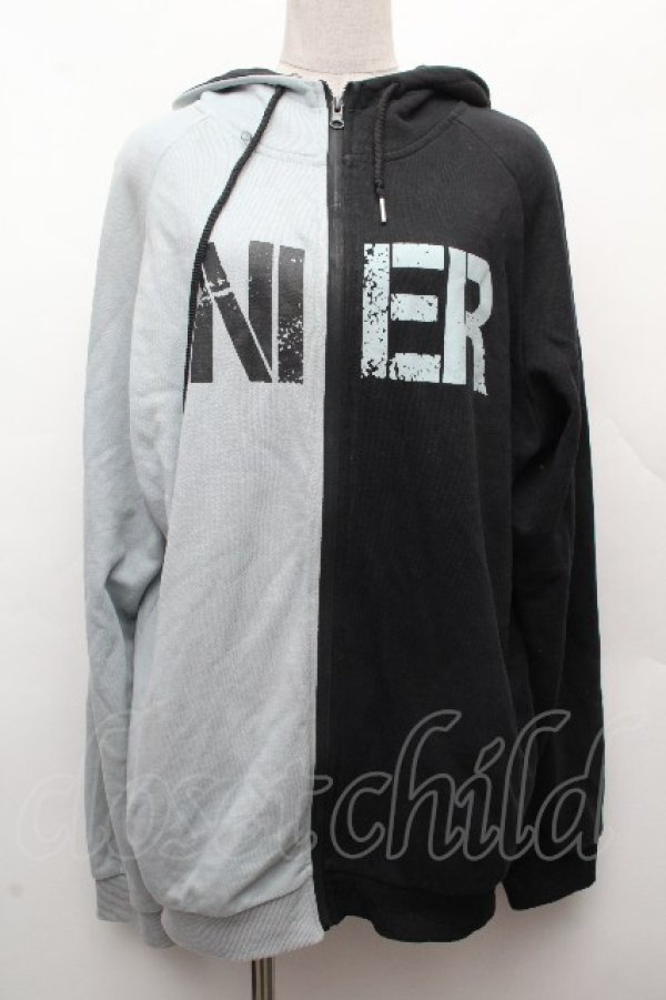 画像1: NieR Clothing / バイカラーZIPパーカー  黒ｘサックス S-26-04-10-024-PU-TO-HR-ZS (1)
