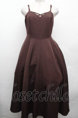 画像: an another angelus / フロントクロスラインワークキャミワンピース F ブラウン S-26-04-10-027-CA-OP-TE-ZS