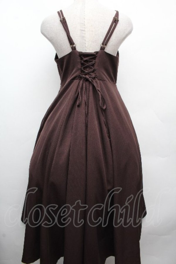 画像2: an another angelus / フロントクロスラインワークキャミワンピース F ブラウン S-26-04-10-027-CA-OP-TE-ZS (2)