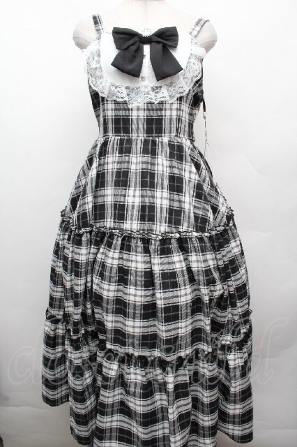 画像1: Lovely Tency / TT*ALS*リボンジャンパースカート LL 黒ｘ白 S-26-04-10-029-GO-OP-HR-ZS (1)