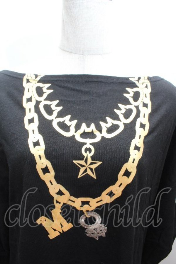 画像3: MINT NeKO / プリントカットソー  黒ｘゴールド S-26-04-12-034-HN-TO-AS-ZS (3)