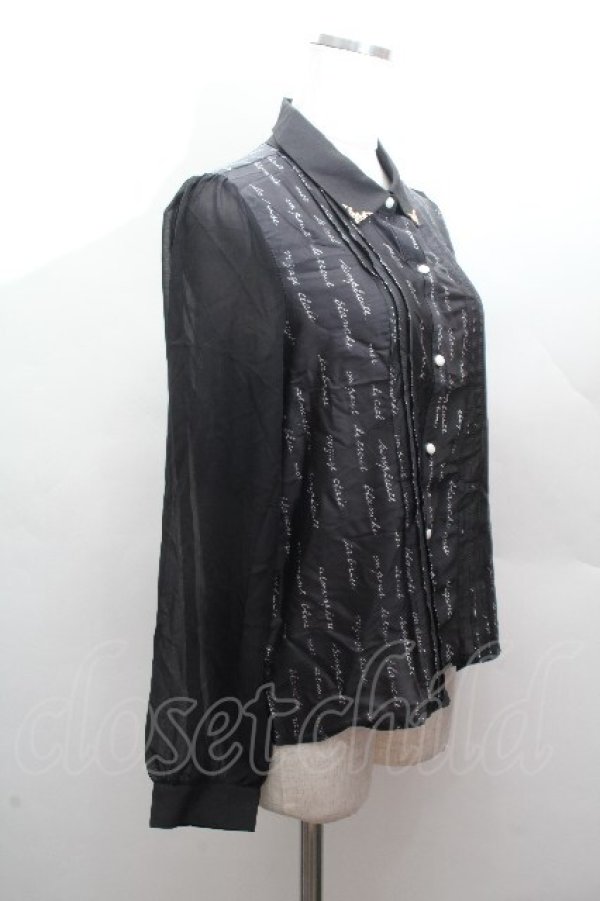 画像3: axes femme POETIQUE / メッセージサテンブラウス  黒 S-26-04-12-035-AX-BL-HR-ZS (3)