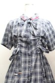 画像2: axes femme / リボンｘチェック柄ワンピース  ブルー S-26-04-12-038-AX-OP-HR-ZS (2)