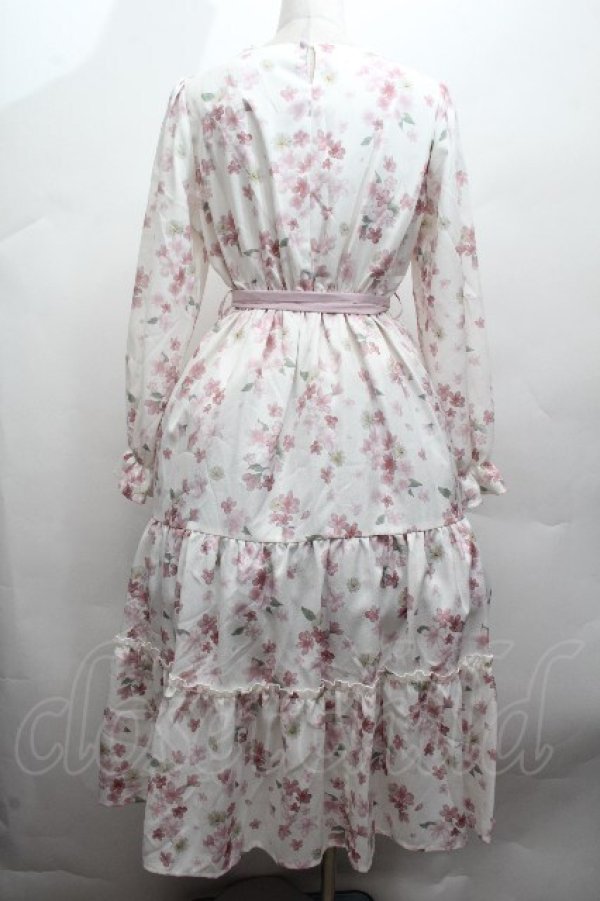 画像3: axes femme / 桜柄ティアードワンピース  オフ S-26-04-12-042-AX-OP-AS-ZS (3)