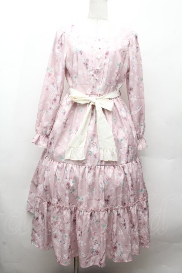 画像1: axes femme / 桜柄ティアードワンピース  ピンク S-26-04-12-043-AX-OP-AS-ZS (1)