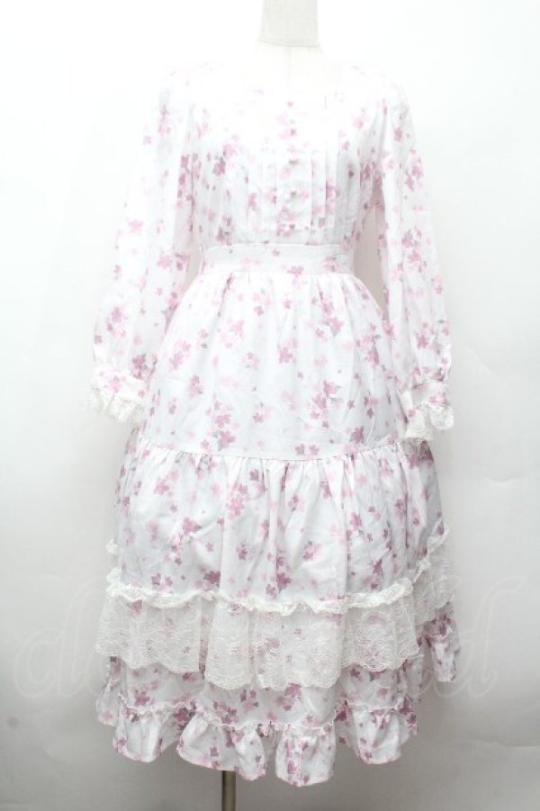 画像1: axes femme / 桜柄ティアードワンピース  オフ S-26-04-12-044-AX-OP-ET-ZS (1)