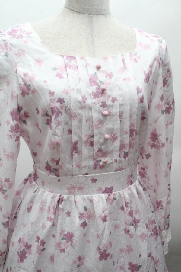 画像5: axes femme / 桜柄ティアードワンピース  オフ S-26-04-12-044-AX-OP-ET-ZS (5)