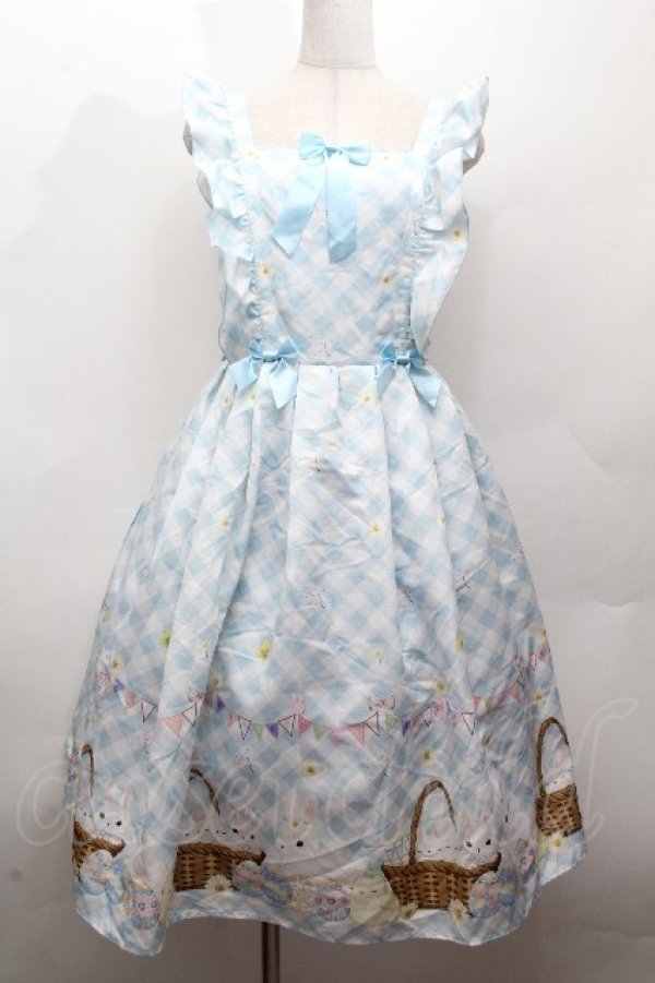 画像1: axes femme kawaii / イースター柄ジャンスカ  サックス S-26-04-12-048-AX-OP-HR-ZS (1)