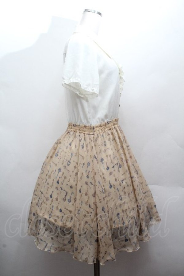 画像2: axes femme / 鍵プリント切替ワンピース  オフｘキナリ S-26-04-12-051-AX-OP-HR-ZS (2)