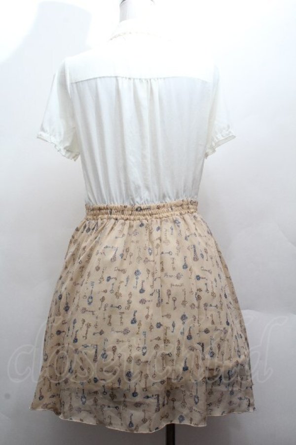 画像4: axes femme / 鍵プリント切替ワンピース  オフｘキナリ S-26-04-12-051-AX-OP-HR-ZS (4)