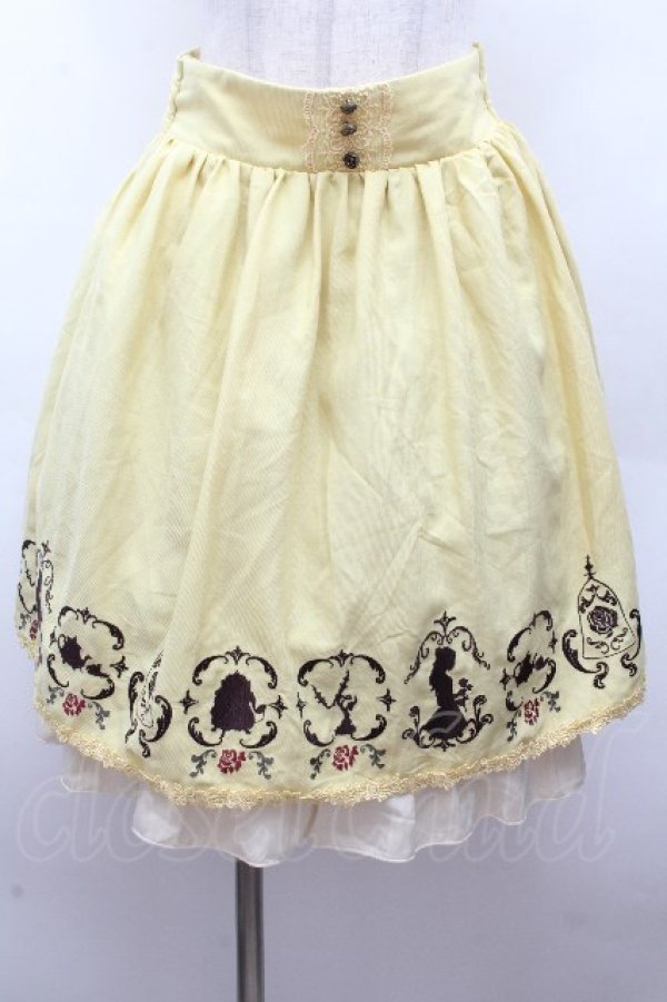 画像1: axes femme / クラシックローズ刺繍スカート  イエロー S-26-04-12-055-AX-SK-HR-ZS (1)