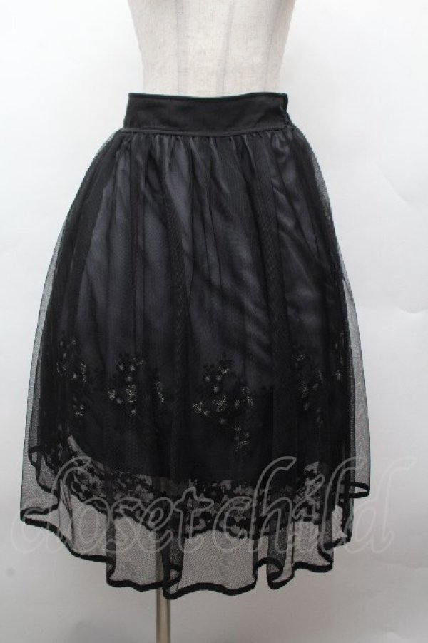 画像4: axes femme POETIQUE / お花刺繍チュールスカート  黒 S-26-04-12-060-AX-SK-HR-ZS (4)