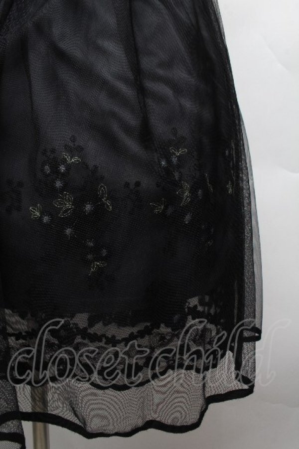 画像2: axes femme POETIQUE / お花刺繍チュールスカート  黒 S-26-04-12-060-AX-SK-HR-ZS (2)