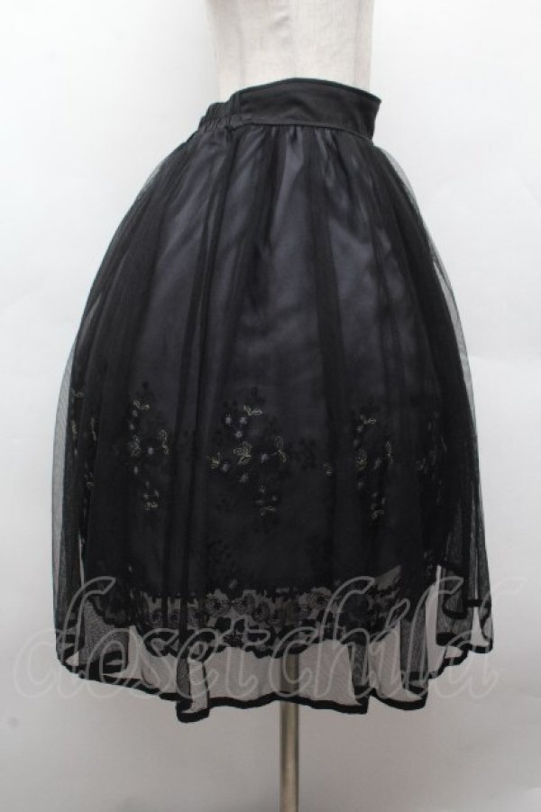 画像3: axes femme POETIQUE / お花刺繍チュールスカート  黒 S-26-04-12-060-AX-SK-HR-ZS (3)