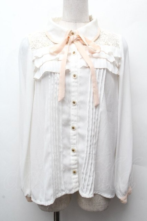 画像1: LIZ LISA / レース切替シフォンブラウス  白 S-26-04-12-011-LO-BL-HR-ZS (1)