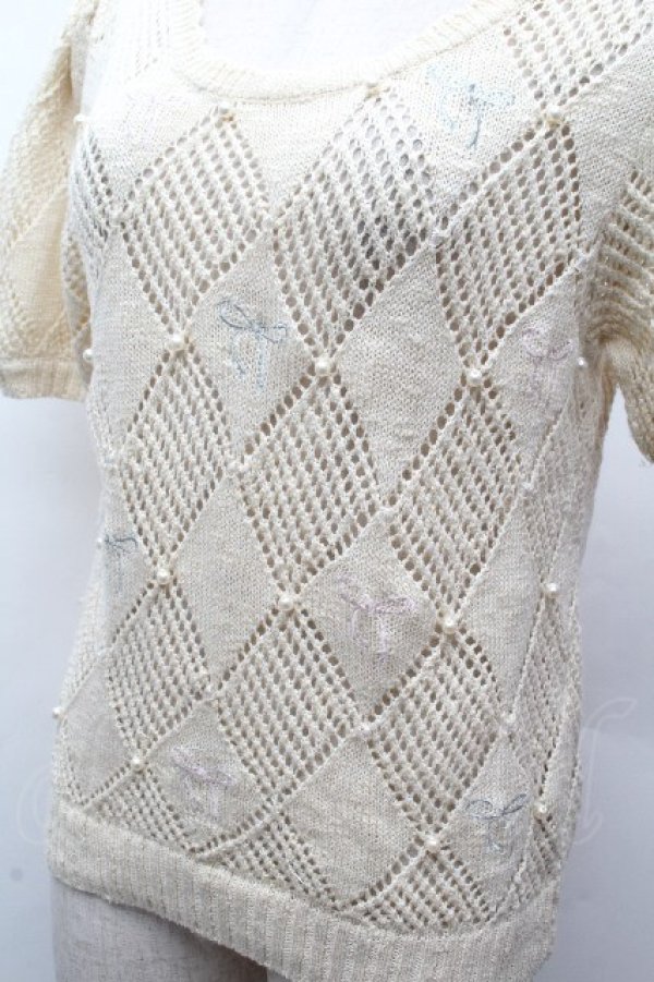画像3: axes femme / パール×リボンニット  アイボリー S-26-04-12-018-AX-TO-HR-ZS (3)
