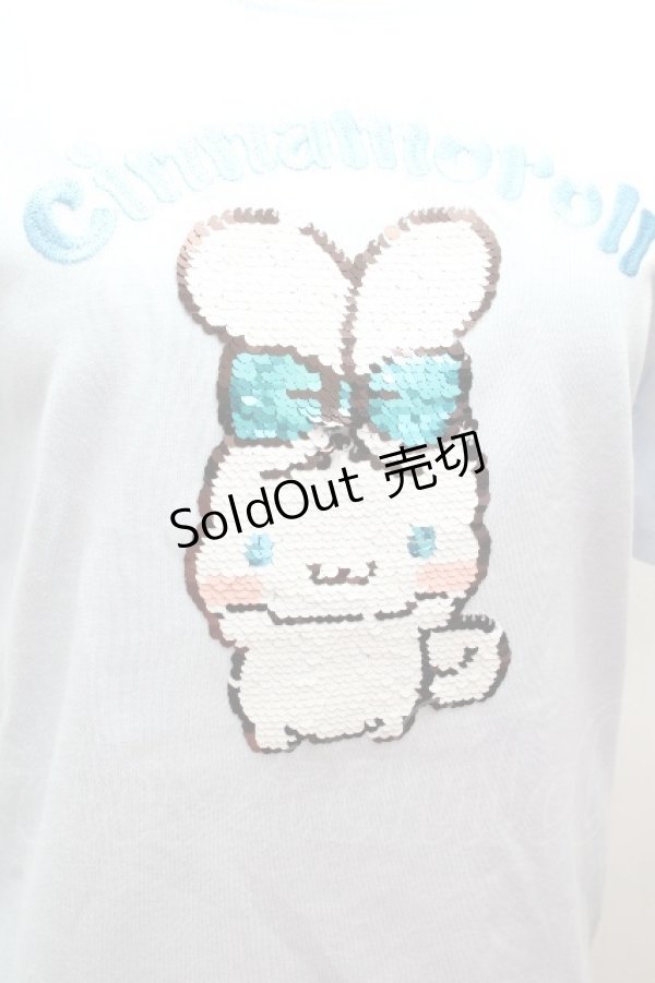 画像2: サンリオ / スパンコールシナモロールTシャツ  サックス S-26-04-12-028-EL-TS-HR-ZS (2)