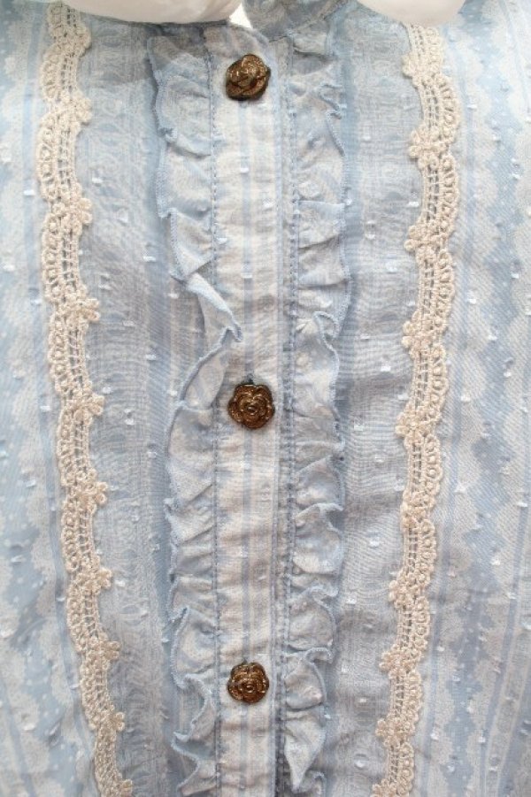 画像4: axes femme / プリントシフォンシャツワンピース  サックス S-26-04-12-029-AX-TS-HR-ZS (4)