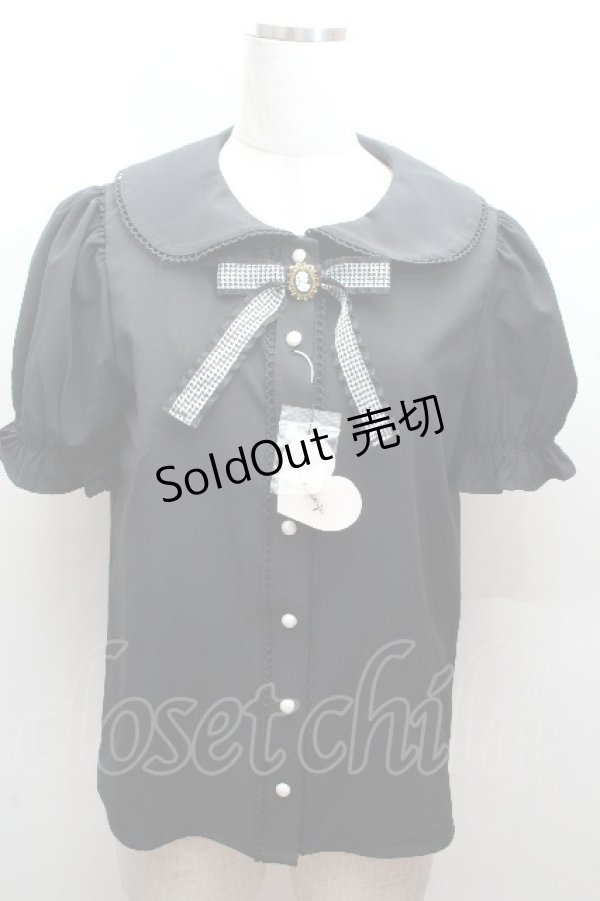 画像1: Ank Rouge / カメオリボンクラシカルブラウス  黒 S-26-04-12-031-CA-BL-HR-ZS (1)