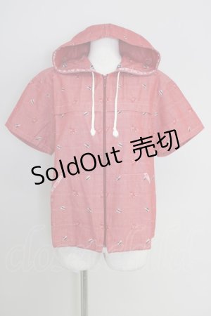 画像: 【SALE】PINK HOUSE / くまさん&旗刺繍半袖フードブラウス T-23-10-08-029-LO-BL-HD-ZT117