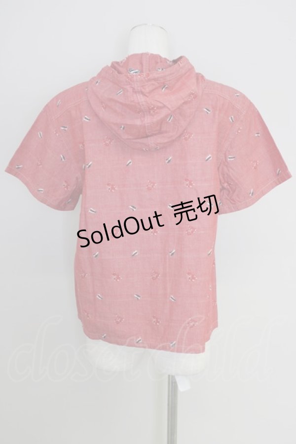 画像2: 【SALE】PINK HOUSE / くまさん&旗刺繍半袖フードブラウス T-23-10-08-029-LO-BL-HD-ZT117 (2)