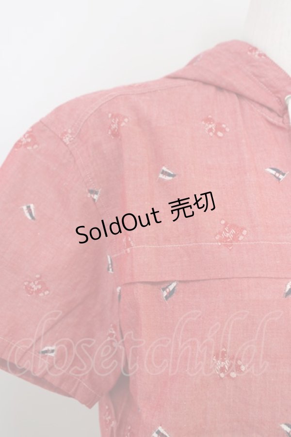 画像3: 【SALE】PINK HOUSE / くまさん&旗刺繍半袖フードブラウス T-23-10-08-029-LO-BL-HD-ZT117 (3)