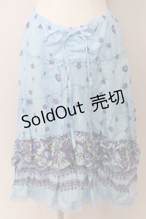 画像: axes femme / 水彩風スカート  サックス T-23-11-30-059-AX-SK-IG-ZT302
