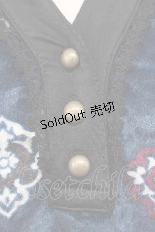 画像5: 【SALE】axes femme / ベロアキャリッジモチーフワンピース  ネイビー T-23-12-21-026-AX-OP-IG-ZT058 (5)