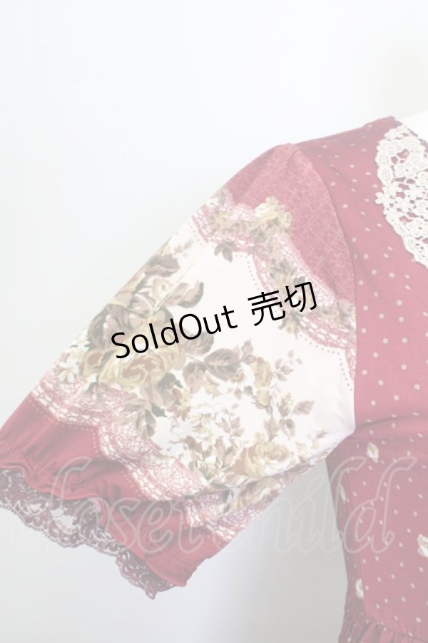 画像3: axes femme / レースアップローズドットワンピース  ワイン T-23-12-21-032-AX-OP-IG-ZT068 (3)