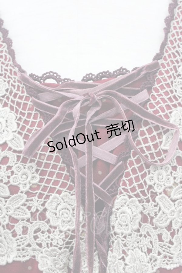 画像4: axes femme / レースアップローズドットワンピース  ワイン T-23-12-21-032-AX-OP-IG-ZT068 (4)