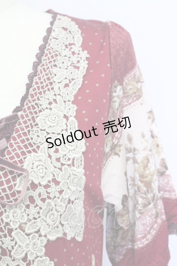 画像5: axes femme / レースアップローズドットワンピース  ワイン T-23-12-21-032-AX-OP-IG-ZT068 (5)