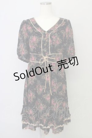 画像: axes femme / ローズブーケワンピース  クロ T-23-12-21-037-AX-OP-IG-ZT086