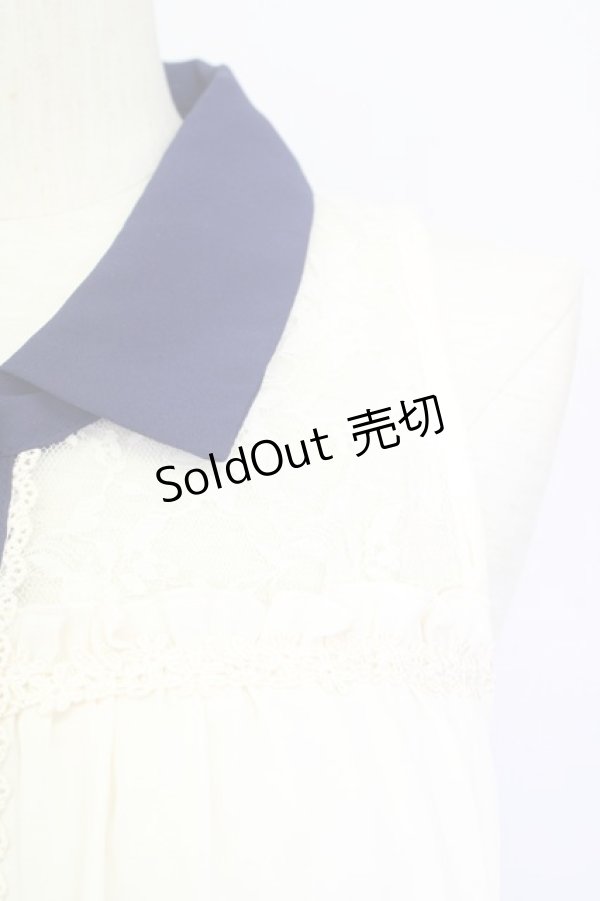 画像4: 【SALE】axes femme / ノースリーブフィッシュテールブラウス  アイボリー×ネイビー T-23-12-23-006-AX-TO-IG-ZT103 (4)