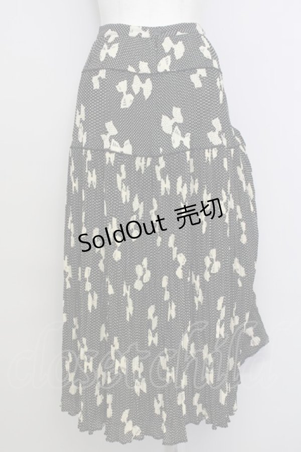 画像2: KANEKO ISAO / リボンドットシルエットプリーツスカート  黒Ｘアイボリー T-24-01-16-032-EL-SK-HD-ZT401 (2)