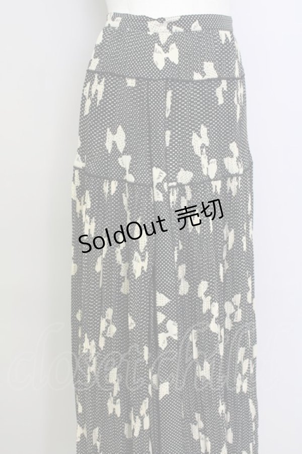 画像4: KANEKO ISAO / リボンドットシルエットプリーツスカート  黒Ｘアイボリー T-24-01-16-032-EL-SK-HD-ZT401 (4)