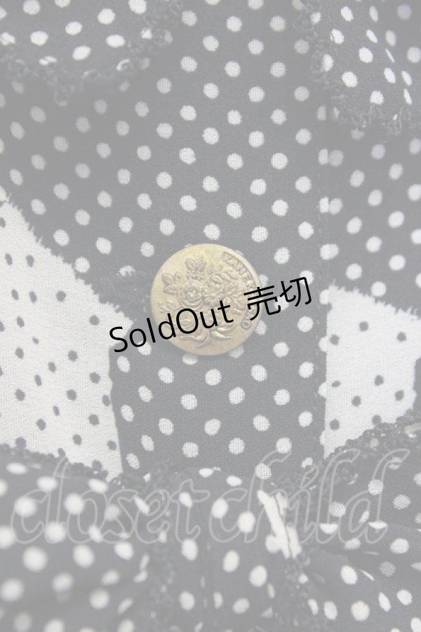 画像4: KANEKO ISAO / シルエットリボンドット半袖ブラウス  黒Ｘアイボリー T-24-01-16-006-EL-BL-HD-ZT372 (4)