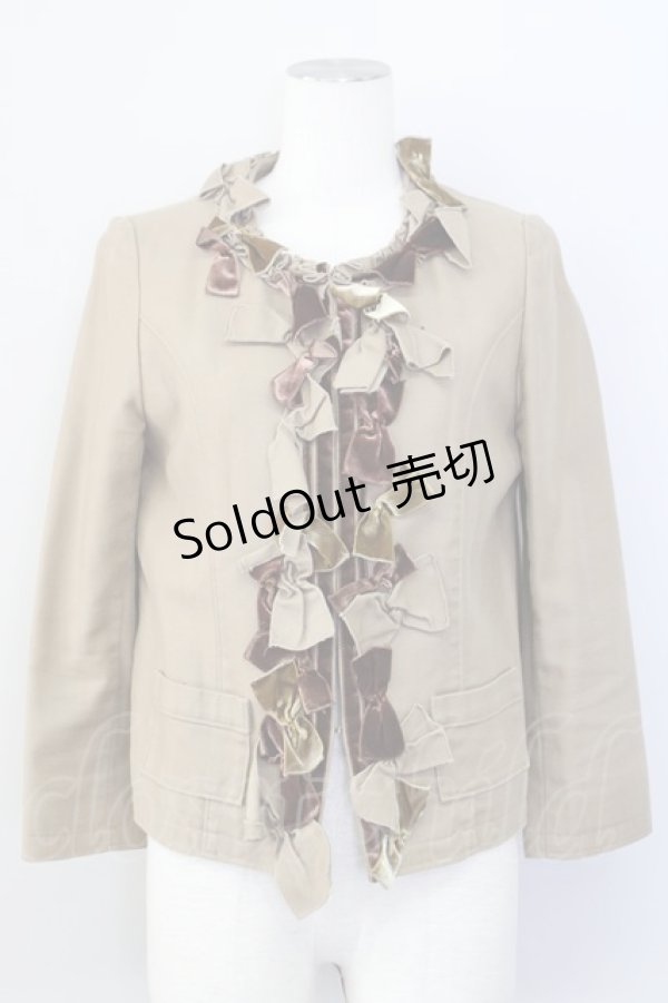 画像1: 【SALE】Jane Marple Dans Le Saｌon / ビンテージベルベットリボンのシャネルジャケット M ベージュ T-24-01-17-025-JM-JA-IG-ZT404 (1)