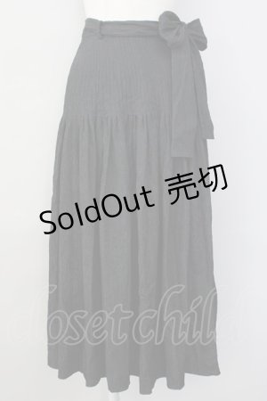 画像: INGEBORG / ストライプ刺繍風スカート  黒 T-24-01-20-021-LO-SK-HD-ZT007