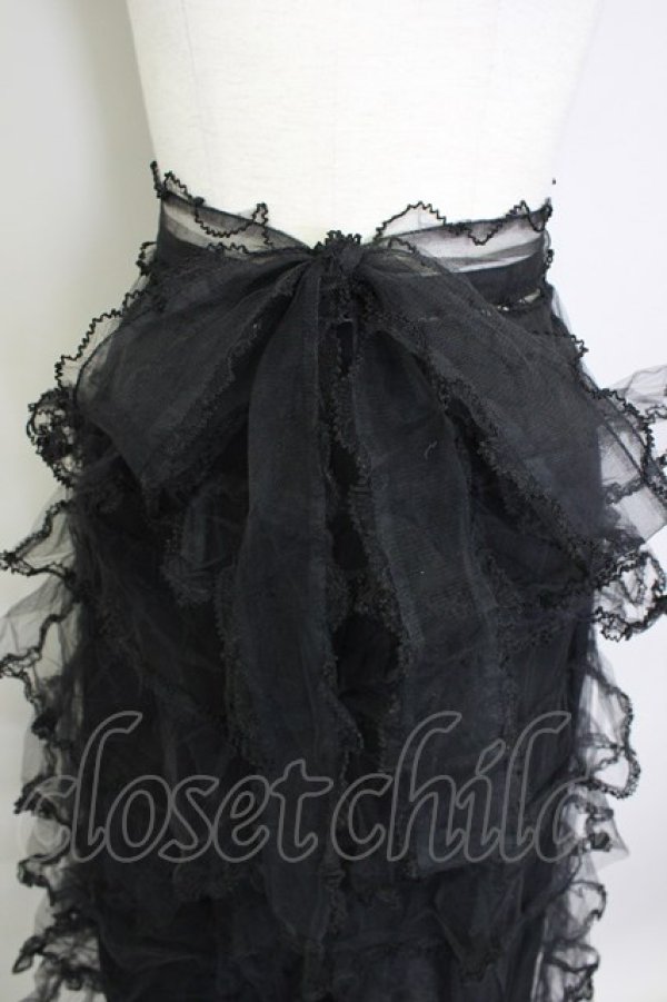 画像4: KANEKO ISAO / オーガンジー重ねスカート  黒 T-24-01-21-019-EL-SK-HD-ZT1102S (4)
