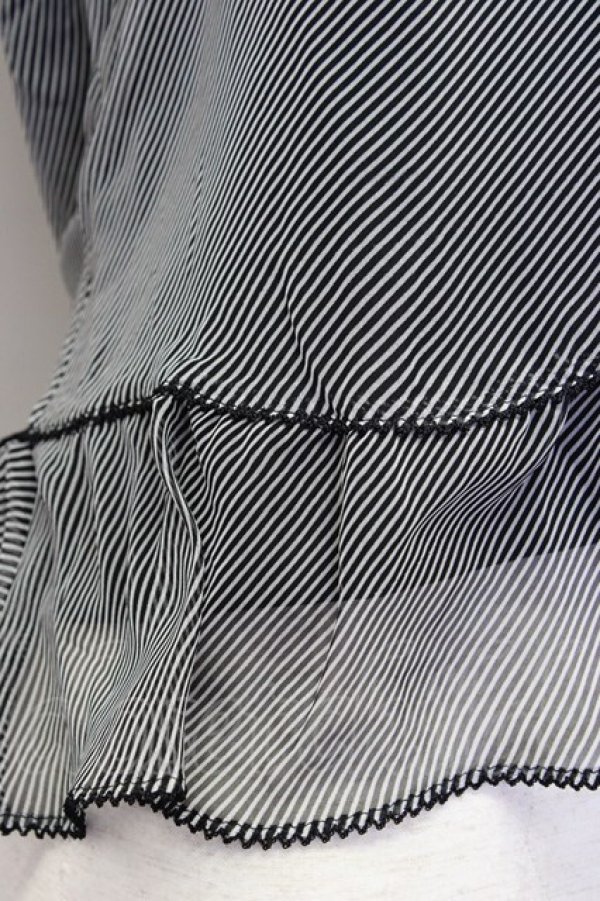 画像3: KANEKO ISAO / ボーダーシフォンブラウス  黒Ｘ白 T-24-01-21-003-EL-BL-HD-ZT022 (3)