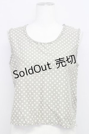 画像: 【SALE】KANEKO ISAO / ドットノースリーブブラウス  グレーアイボリー T-24-01-21-007-EL-BL-HD-ZT022