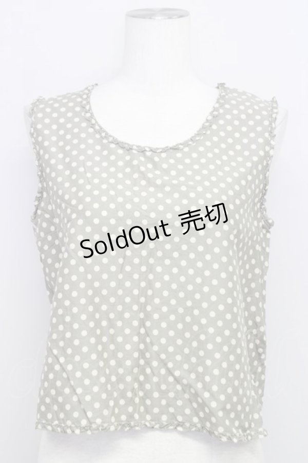 画像1: 【SALE】KANEKO ISAO / ドットノースリーブブラウス  グレーアイボリー T-24-01-21-007-EL-BL-HD-ZT022 (1)