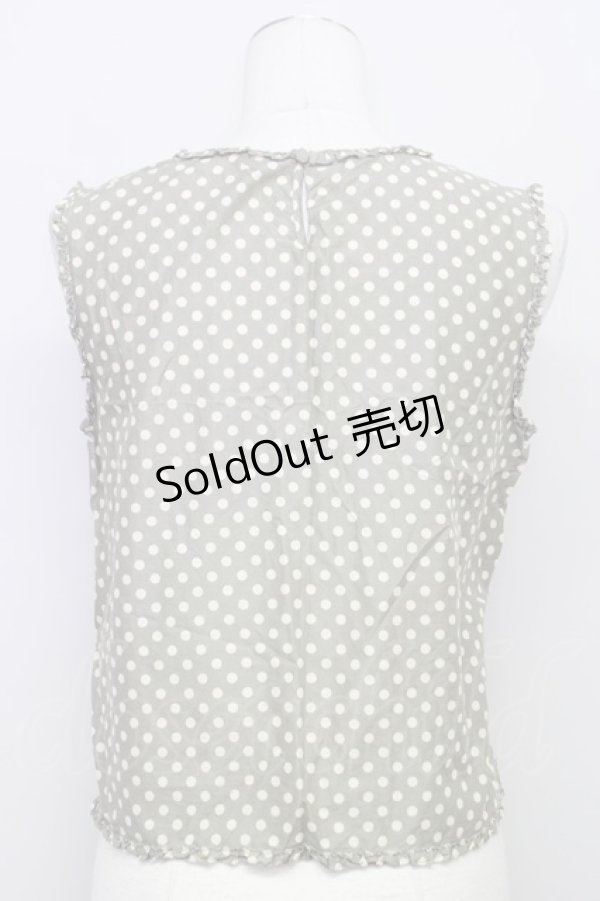 画像2: 【SALE】KANEKO ISAO / ドットノースリーブブラウス  グレーアイボリー T-24-01-21-007-EL-BL-HD-ZT022 (2)