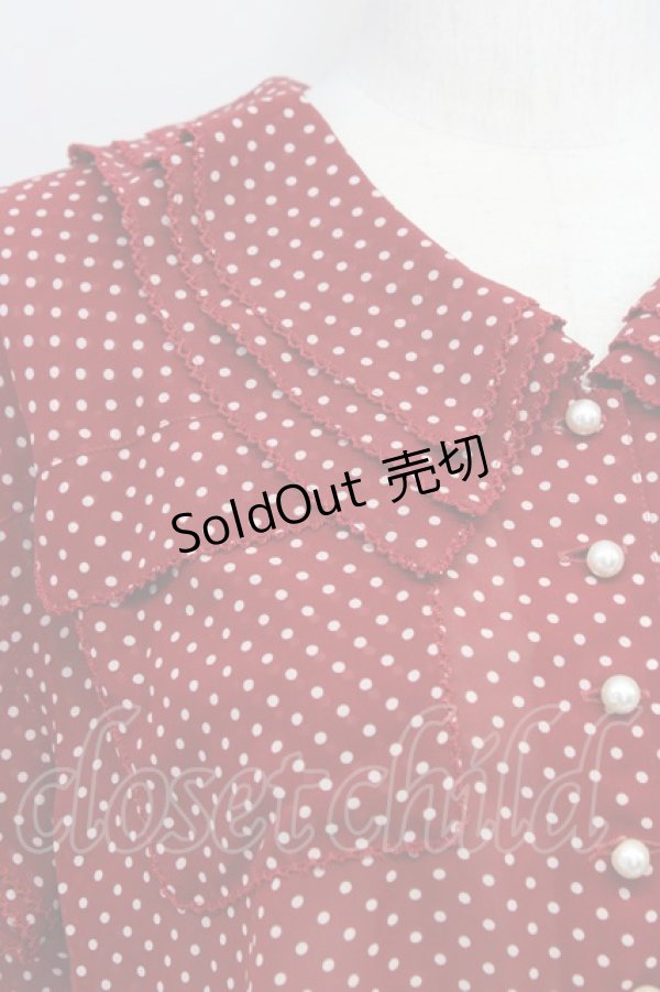 画像3: 【SALE】INGEBORG / ドットシフォンブラウス  赤Ｘ白 T-24-01-21-009-LO-BL-HD-ZT026 (3)