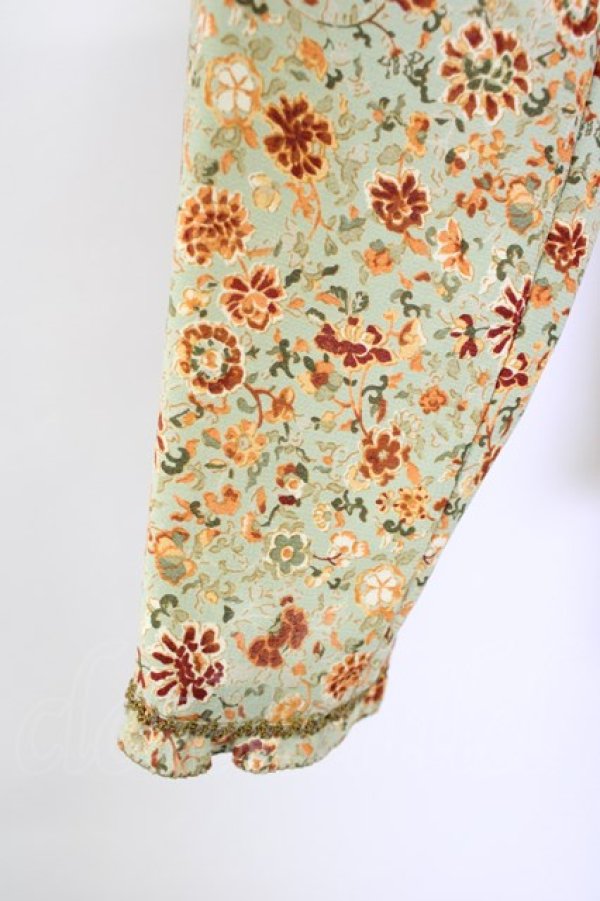 画像6: KANEKO ISAO / 5つリボン小花柄ブラウス  ミントＸブラウン T-24-01-24-015-EL-BL-HD-ZT139 (6)